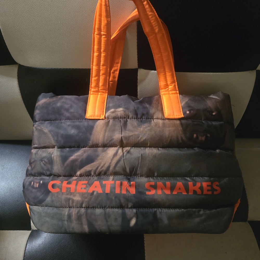 Cheatin Snakes Quilted Tote Bag - Orange